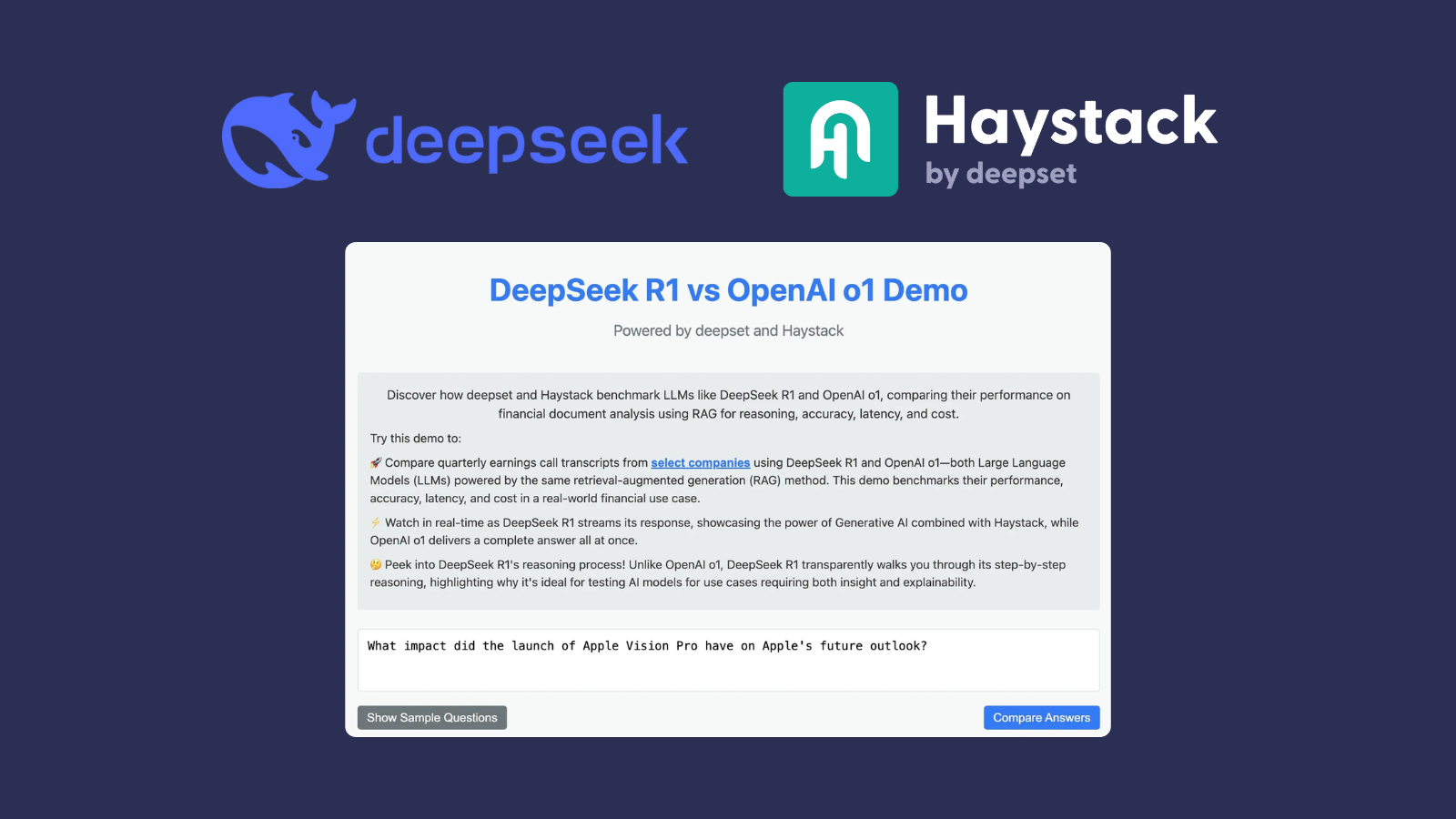 Use DeepSeek-R1 with Haystack: Demo and Tutorial